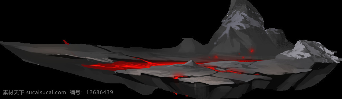 卡通 黑色 火山石 元素 png元素 火山 火焰 免抠元素 熔岩 透明素材 岩浆