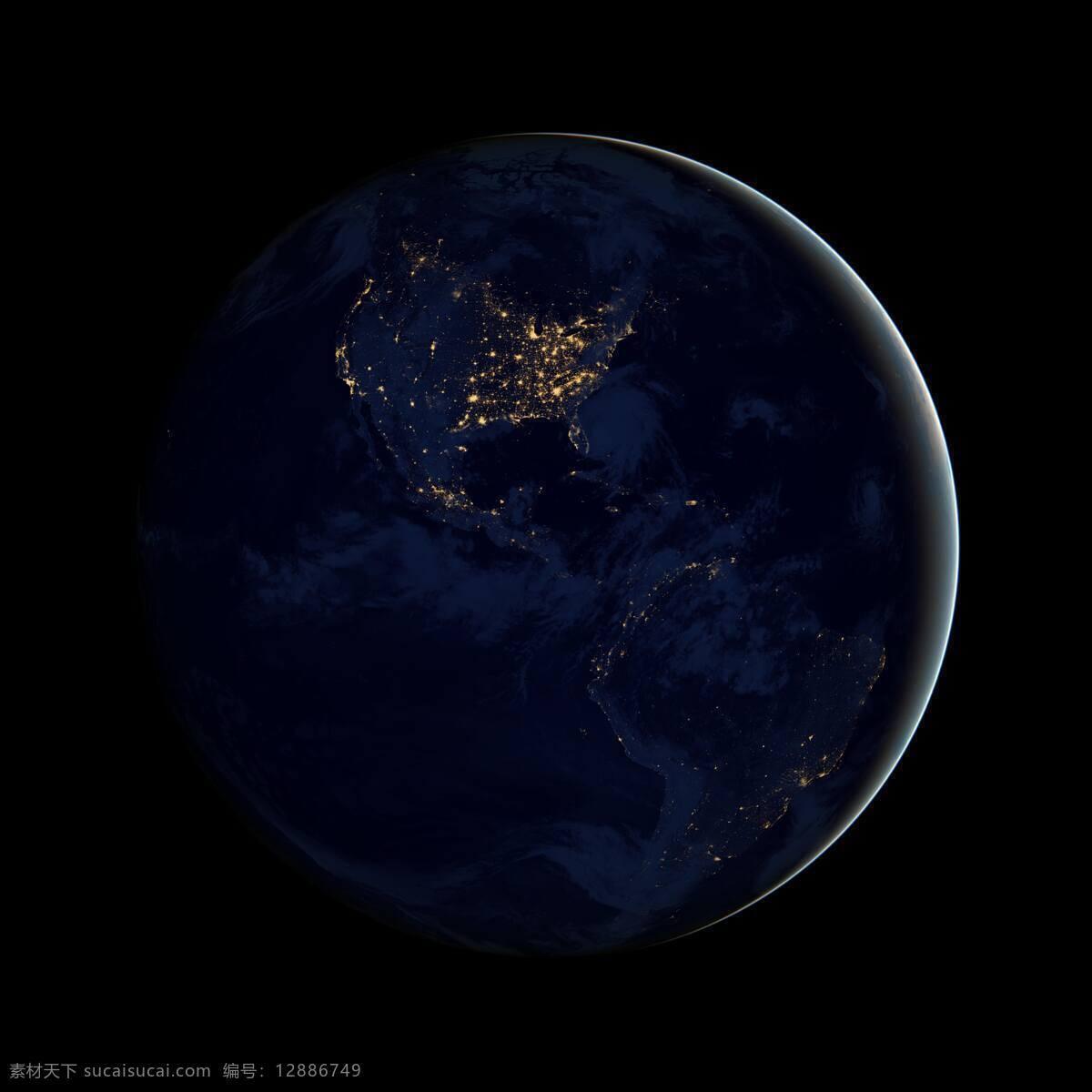 西半球夜景 夜光 城市亮光 西半球 南美 北美 地球 现代科技