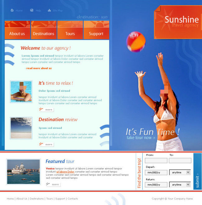 阳光 旅游网站 模板 网页模板 网页设计 旅游 网站