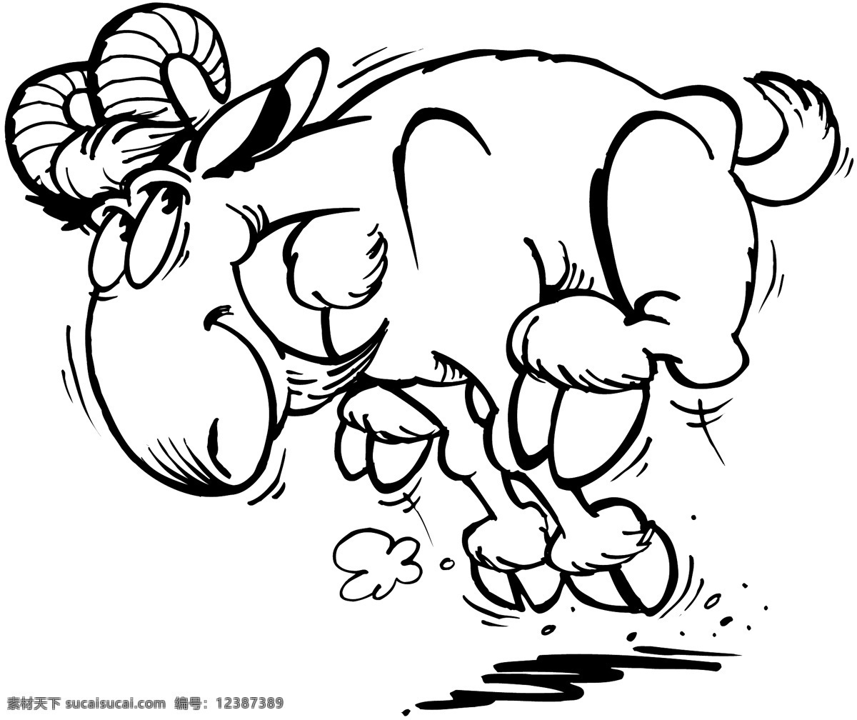卡通 羊 动物 黑白 剪影 剪影动物 线稿 矢量图 其他矢量图