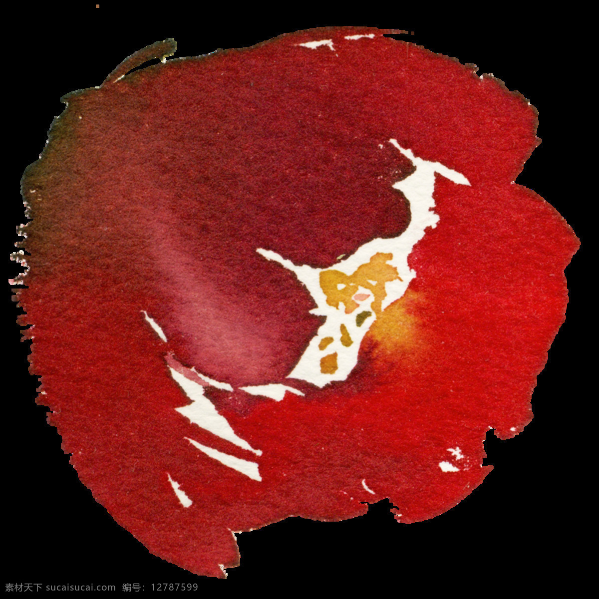 手绘 石榴花 透明 美艳 免扣素材 水彩 透明素材 鲜红色 渲染 装饰图案