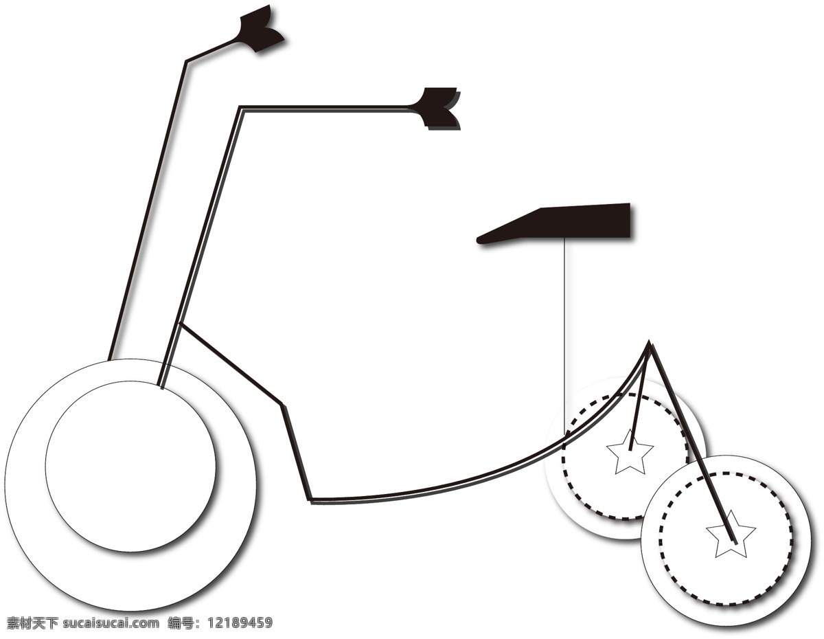 极 简 矢量图 自行车 单车 黑白 元素 极简