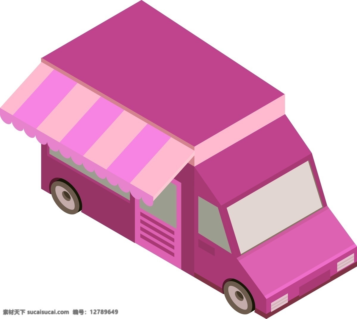 立体 风格 房车 元素 商用 紫色 出游 旅游 车辆 居住 出行