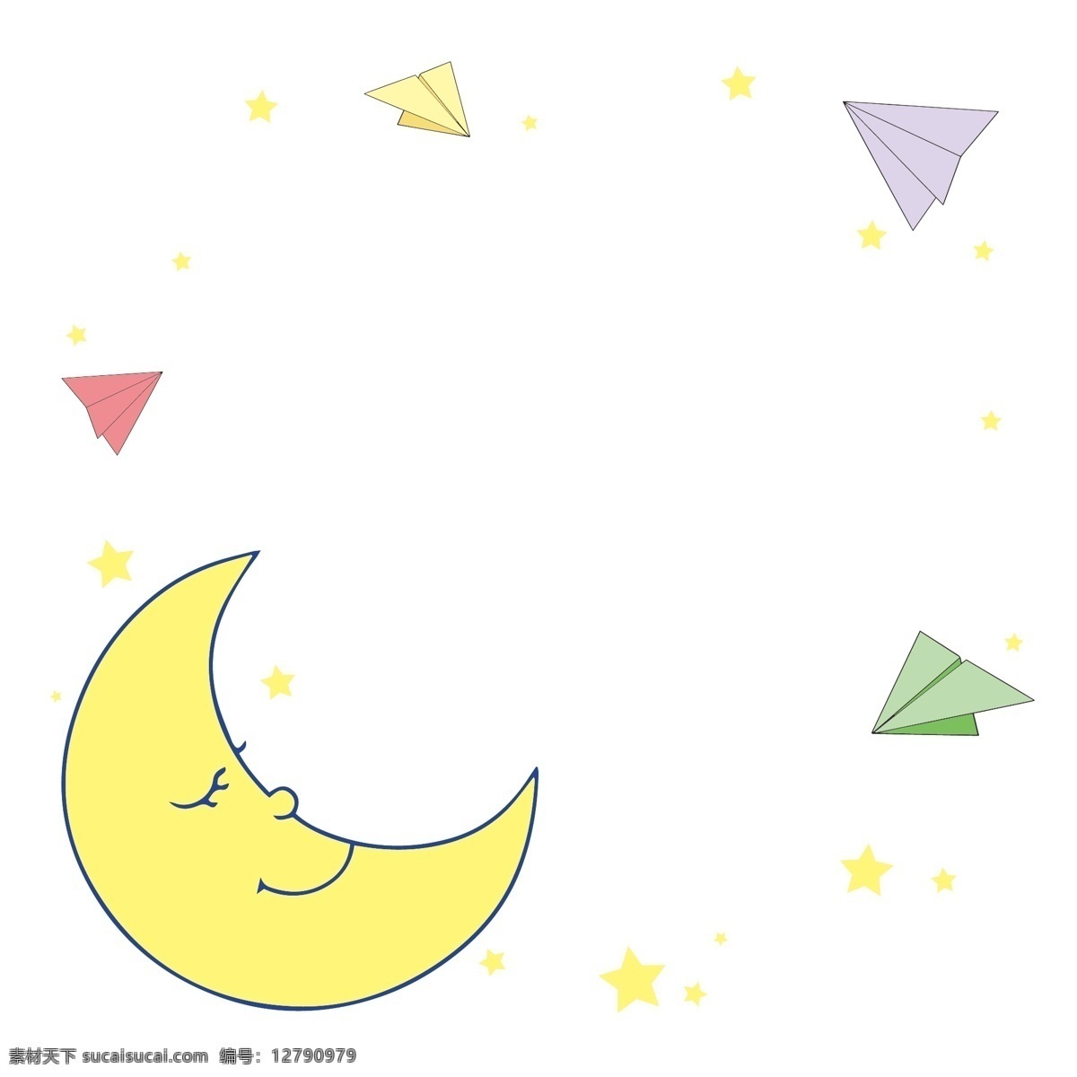 童话 世界 梦想 里 纸 飞机 矢量 边框 童话世界 可爱 梦境 儿童 儿童节 童年 纸飞机 月亮 月牙 星星 天空 晚安 睡眠 睡觉