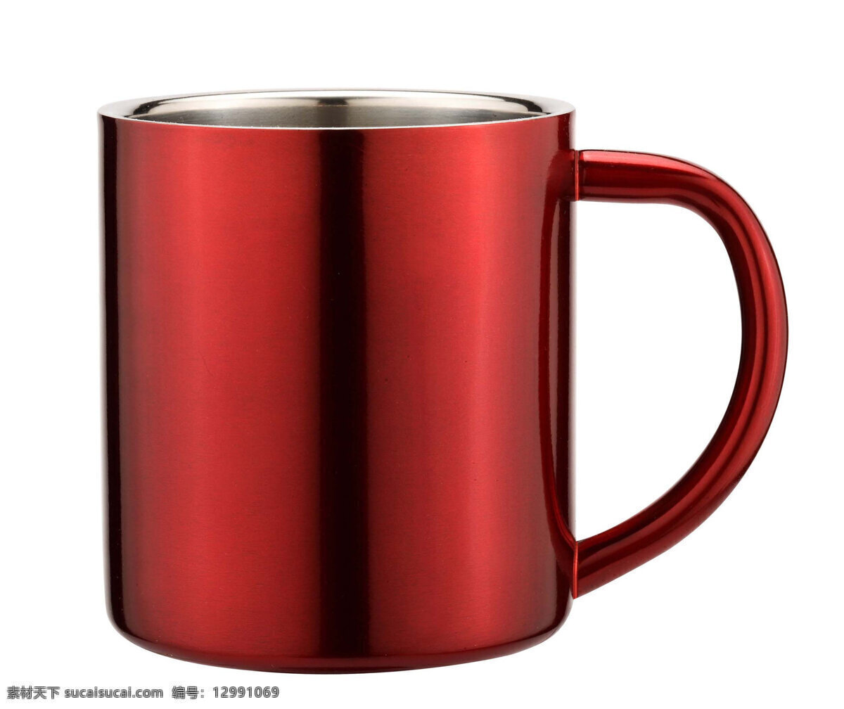 杯子 不锈钢 生活百科 生活素材 生活用品 涂色 红色彩钢 直筒形 单手柄 盛水器具 喝水用具 生活常用物品 矢量图 日常生活