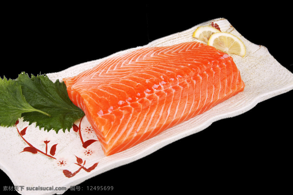 精致 方形 三文鱼 日式 料理 美食 产品 实物 白色盘子 日本美食 日式料理 蔬菜