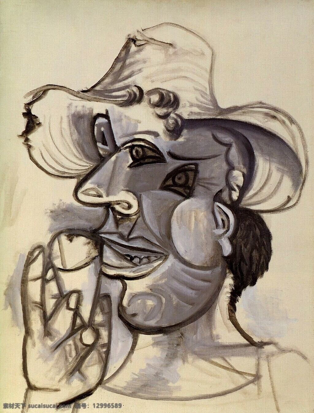 西班牙 画家 巴勃罗 毕加索 抽象 油画 人物 人体 装饰画 glace de cornet au homme 1938 家居装饰素材