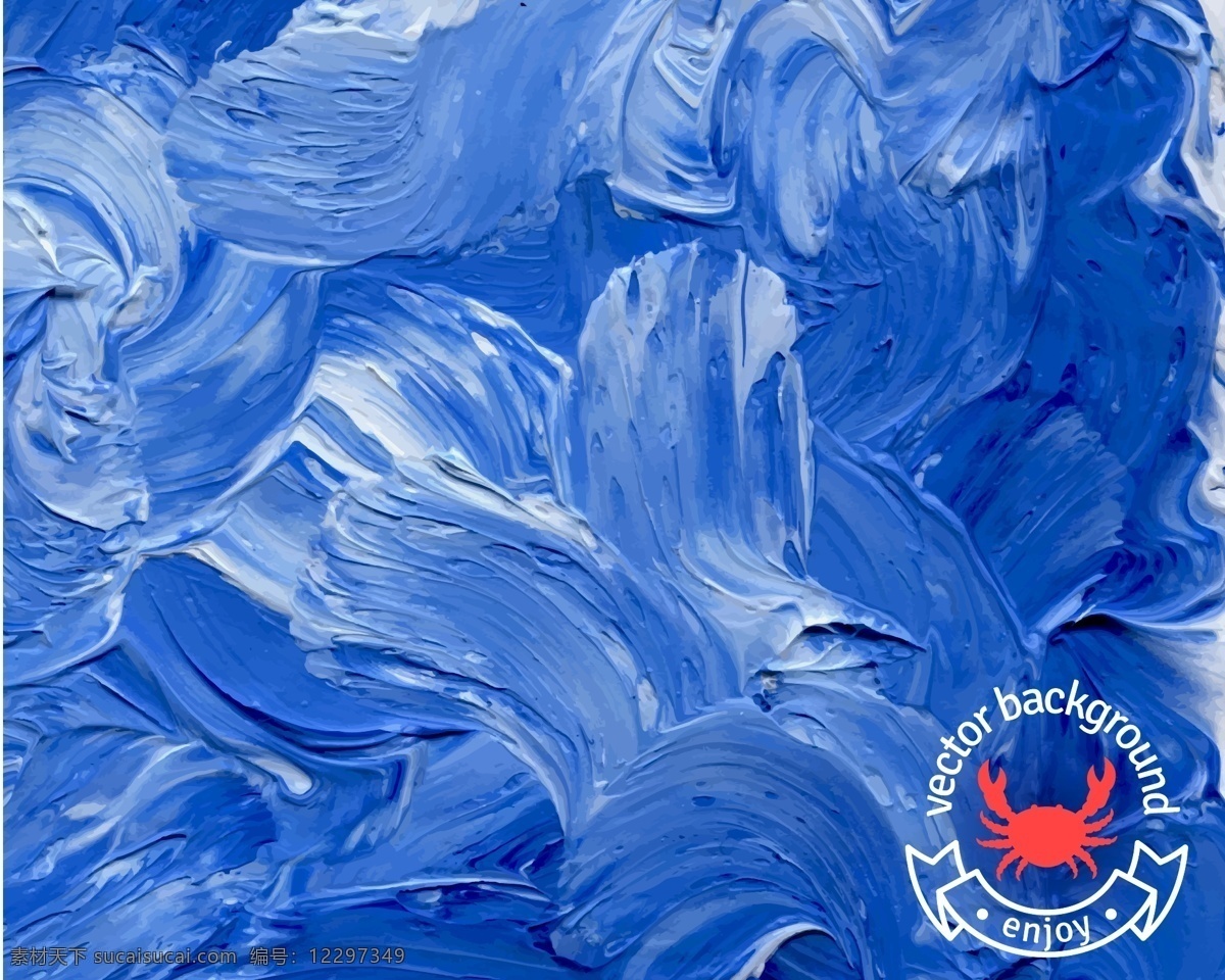 油彩 涂鸦 背景图片 油画 海洋 螃蟹 丝带 背景 矢量 高清图片