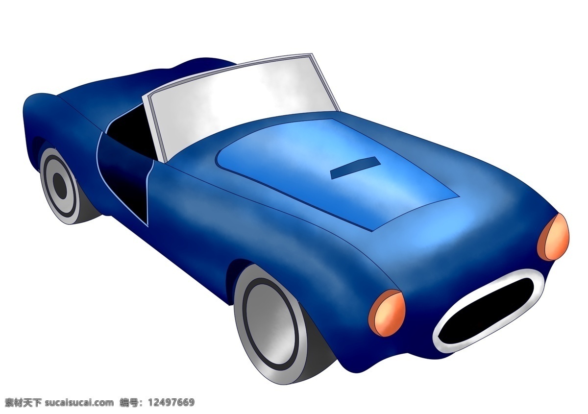 卡通 蓝色 跑车 插图 时尚的汽车 精美的跑车 诱人的汽车 卡通汽车 玩具车 交通 炫酷的车