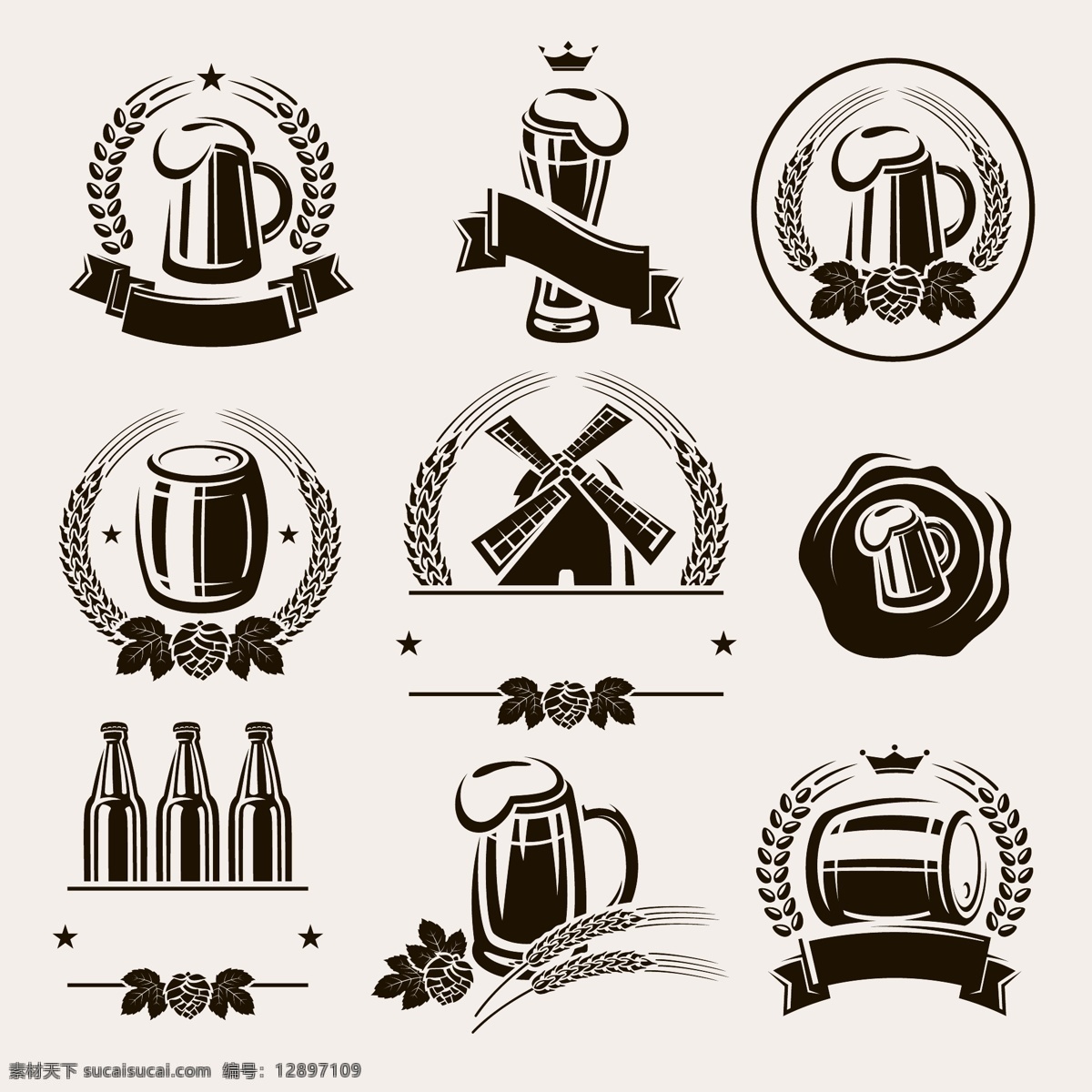 啤酒标签 啤酒logo 啤酒标志 啤酒 beer 酒水 手绘 卡通设计 饮料酒水 啤酒节 餐饮美食