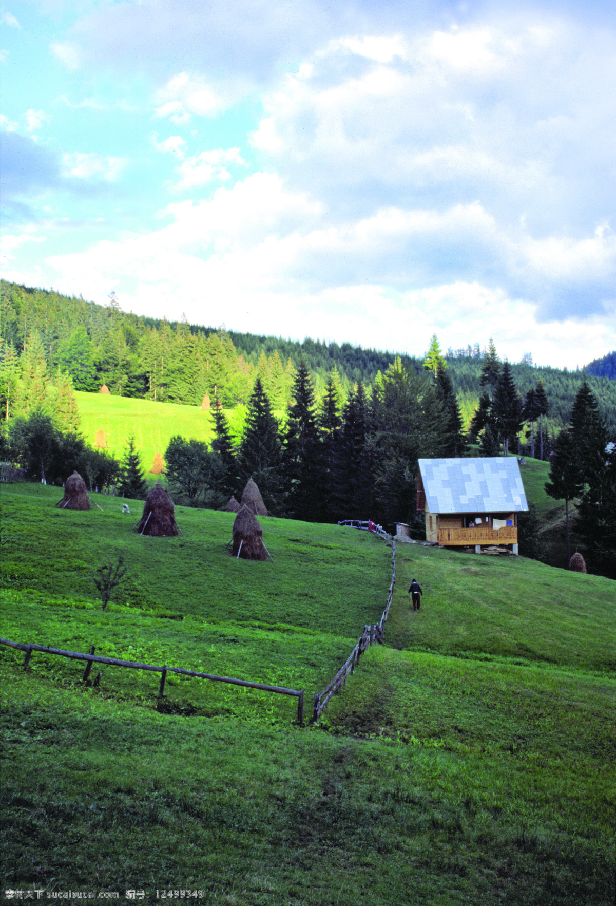 乡村风格 乡村 草原 绿色 房子 自然 自然景观 自然风景