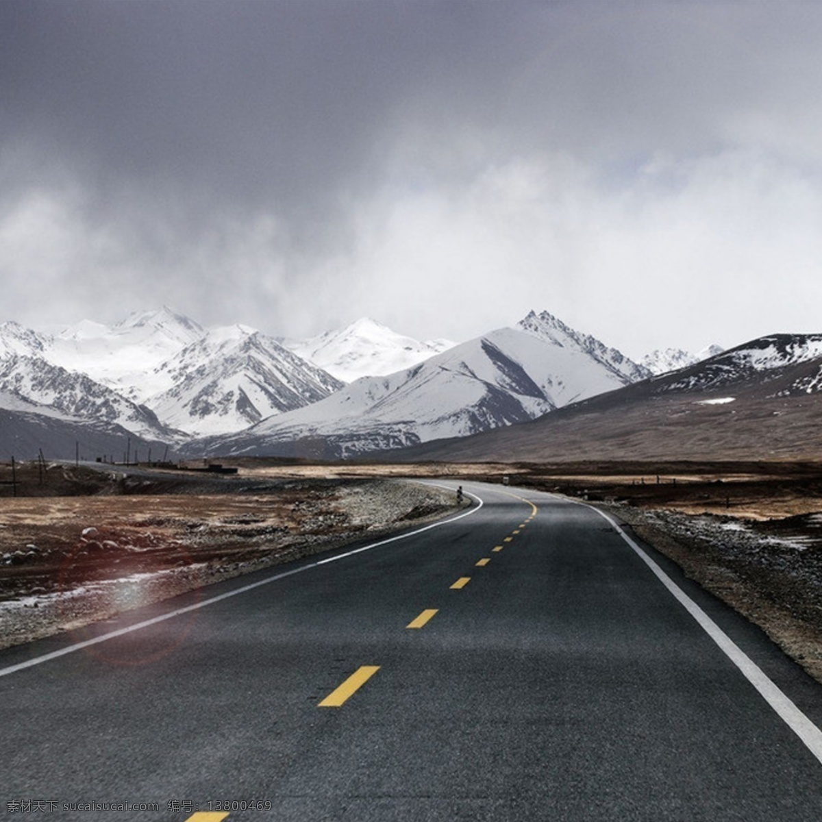 摄影首图 公路 大气 雪山 灰色