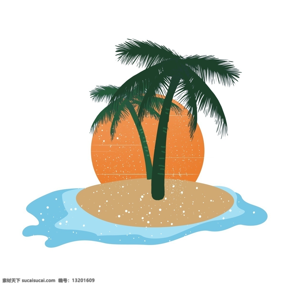 夏季 沙滩 椰子树 海景 落日