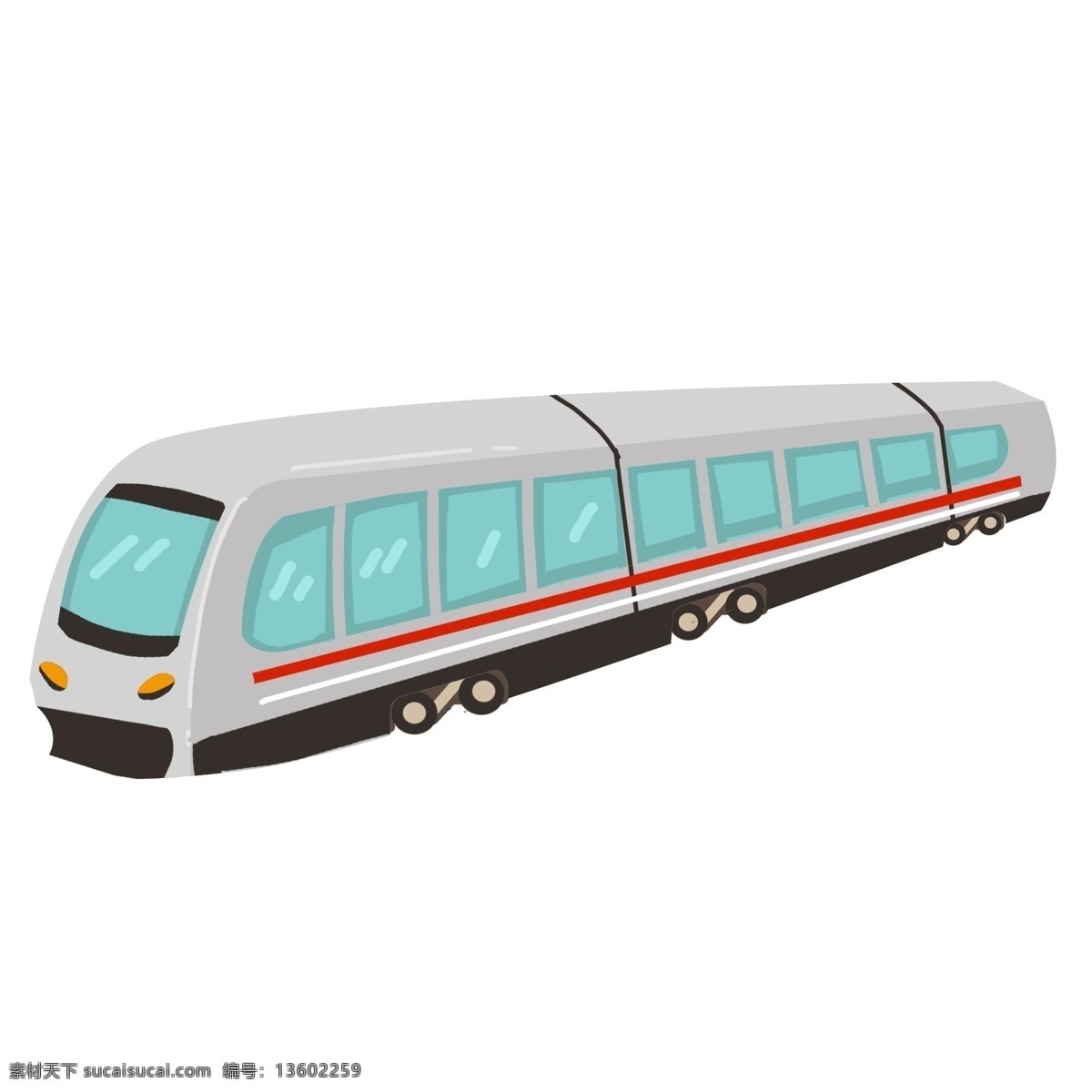 手绘 行驶 高铁 插画 手绘高铁 交通工具高铁 绿色的车窗 白色高铁 行驶的高铁 卡通高铁插画