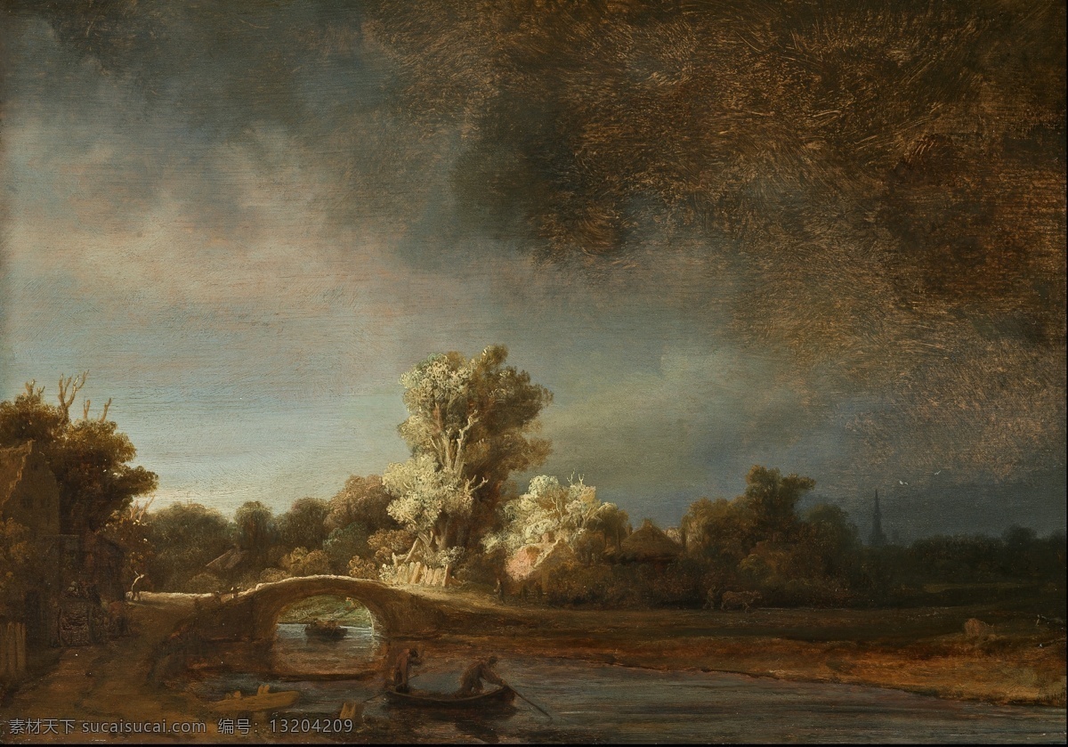 伦勃朗油画 高清 伦勃朗 油画 大师油画 卢浮宫 风景画 博物馆 桥 绘画书法 文化艺术