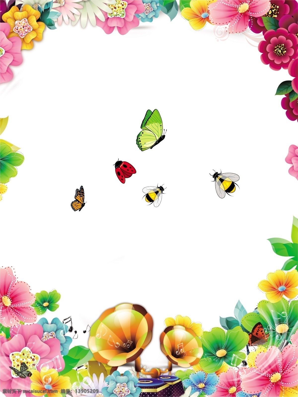 画框 背景 素材图片 分层 背景素材 边框 花 花框 昆虫 画框背景素材 音乐 美丽 源文件 生物世界