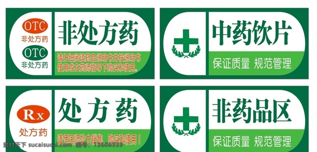 药店 标贴 处方药 非处方药 非药品区 标志图标 公共标识标志