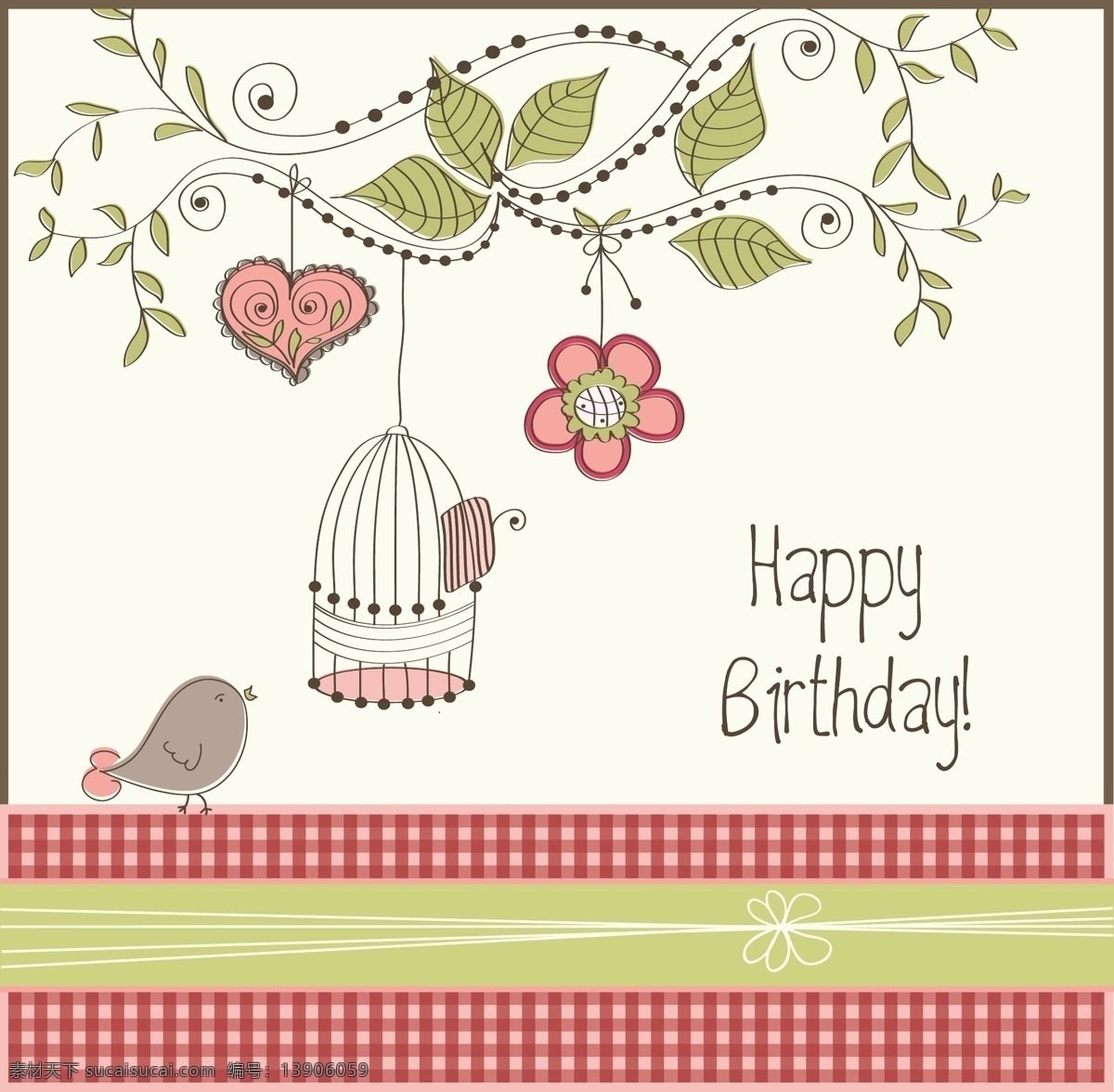 素雅 生日祝福 卡片 矢量 卡通背景 生日快乐 手绘插画 素雅花纹 素雅卡片 生日贺卡 矢量图 其他矢量图