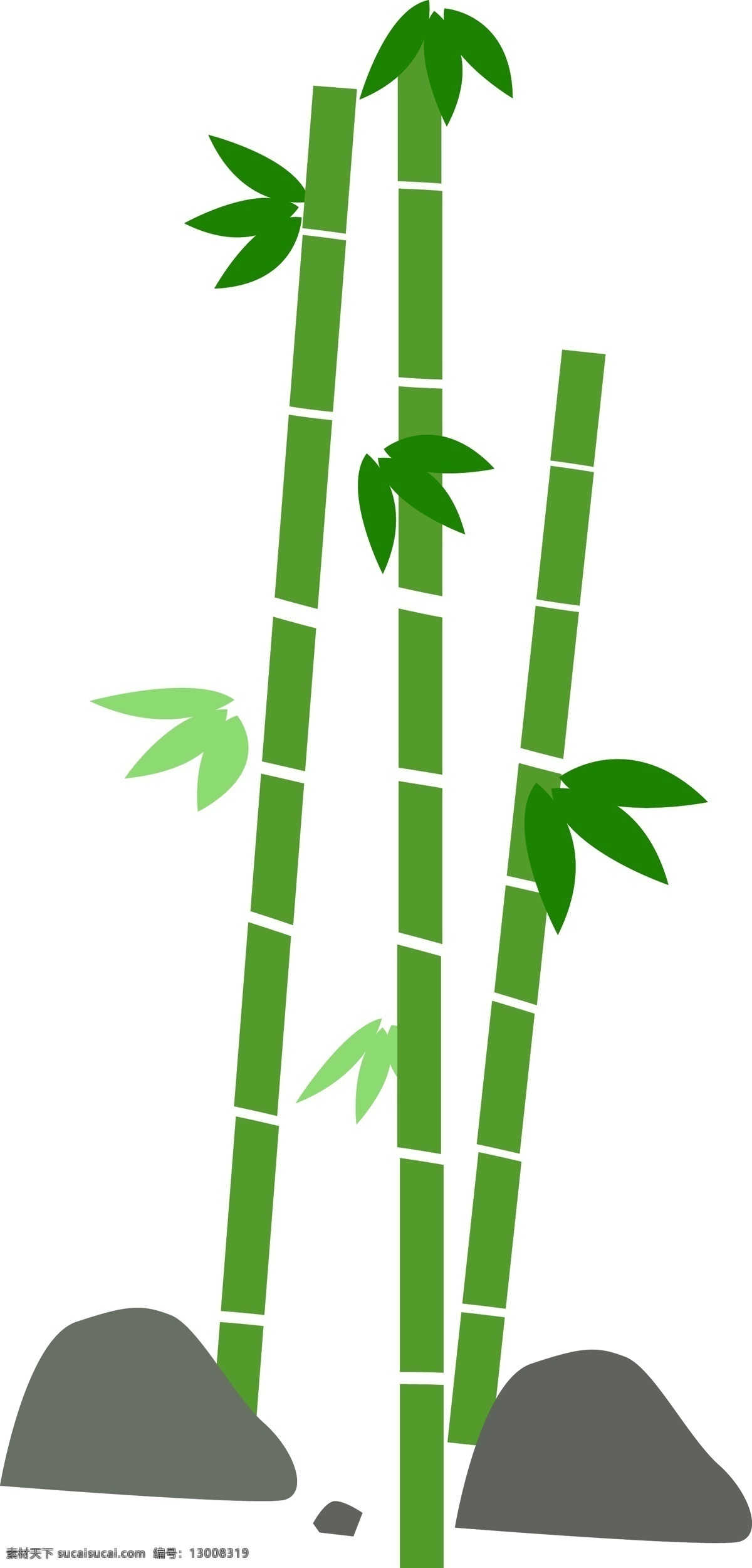 假山 中 分布 竹林 石头 矢量图 竹子 竹叶石头 景观 森林 环保 景色 绿色 png免抠图 扁平风