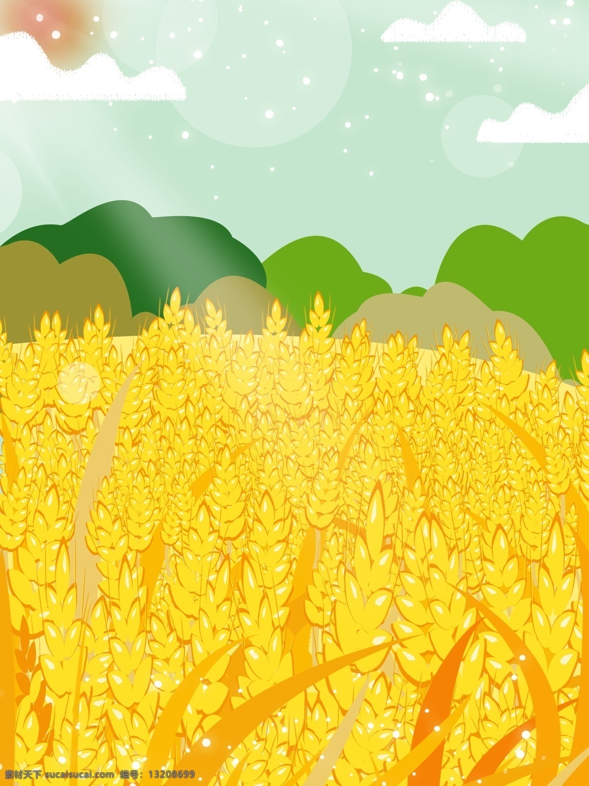二十四节气 芒种 插画 背景 特邀背景 通用背景 广告背景 背景素材 麦子背景