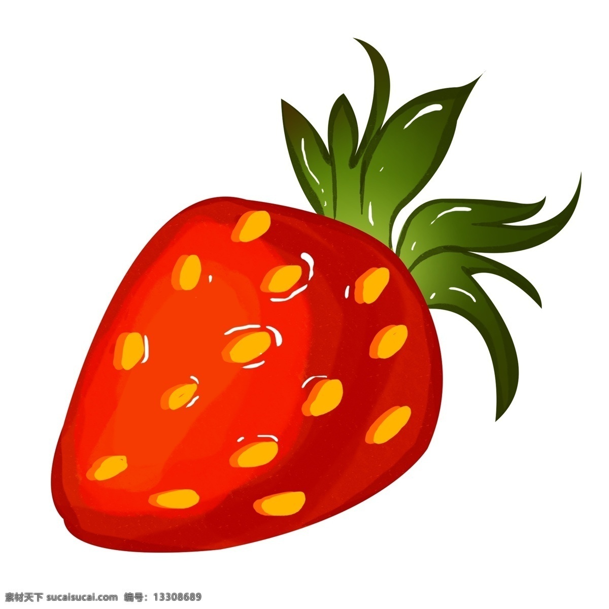 美味 红色 草莓 插画 红色的草莓 诱人的草莓 绿色 叶子 好吃的草莓 新鲜水果