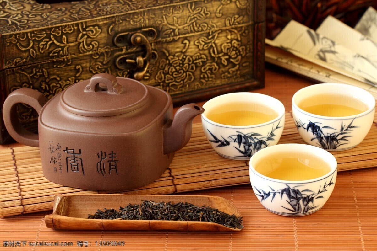 中国传统茶艺 中国 传统 茶艺 紫砂壶 杯子 茶叶 餐饮美食 饮料酒水