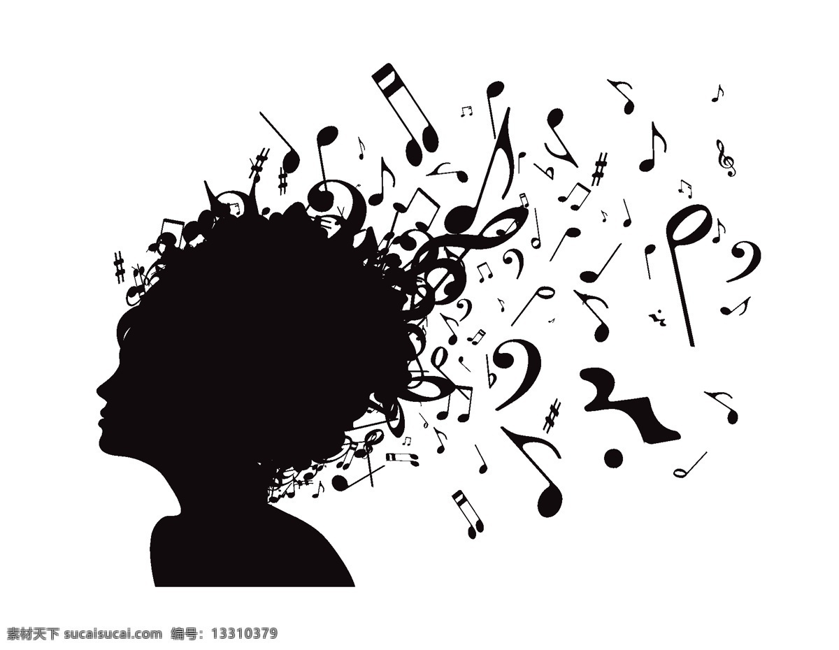 抽象 黑色 人物 音符 元素 音乐 头发 狂欢 ai元素 免扣元素