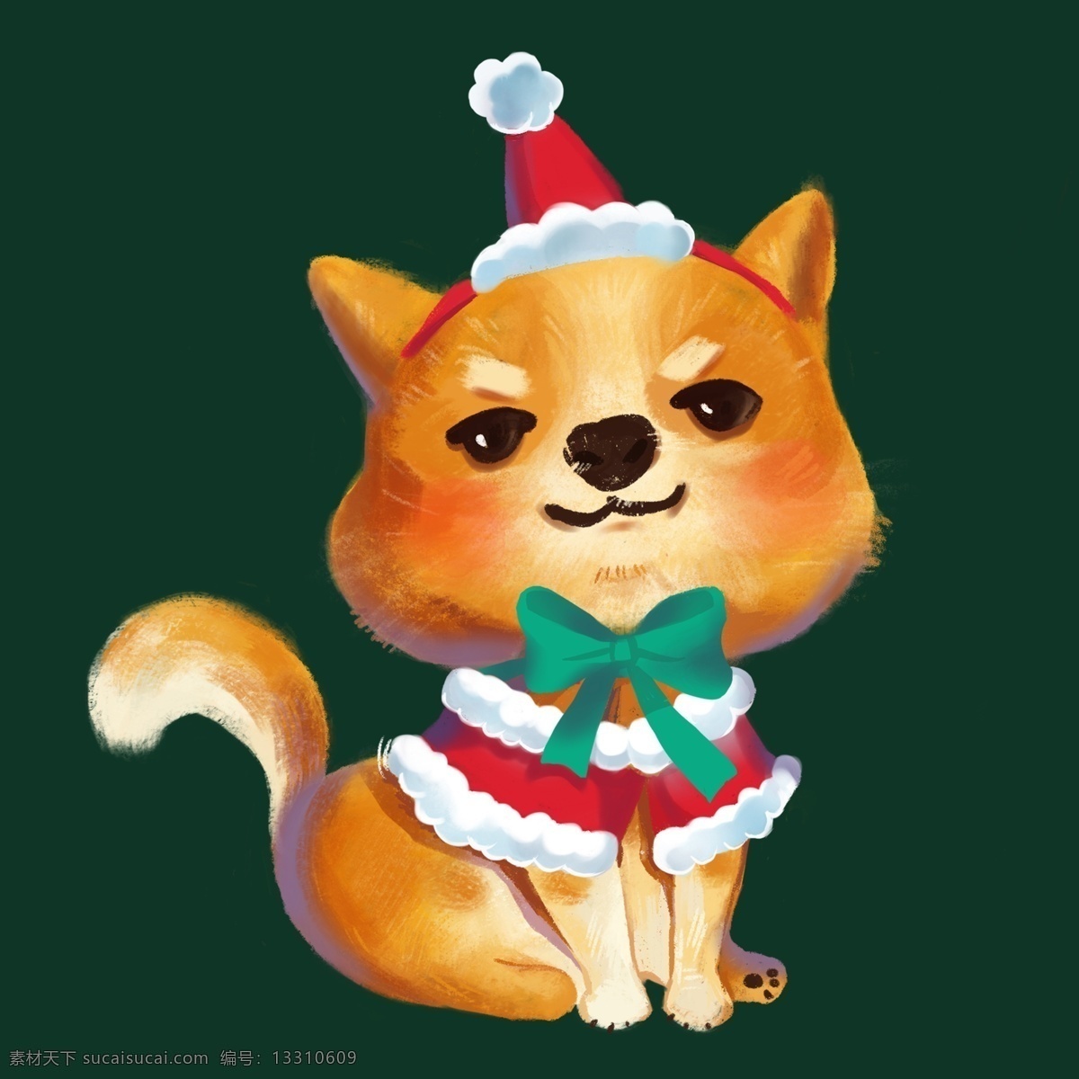 超 可爱 圣诞 装 柴 犬 商用 柴犬 可爱手绘 动物 卡通柴犬 圣诞装柴犬