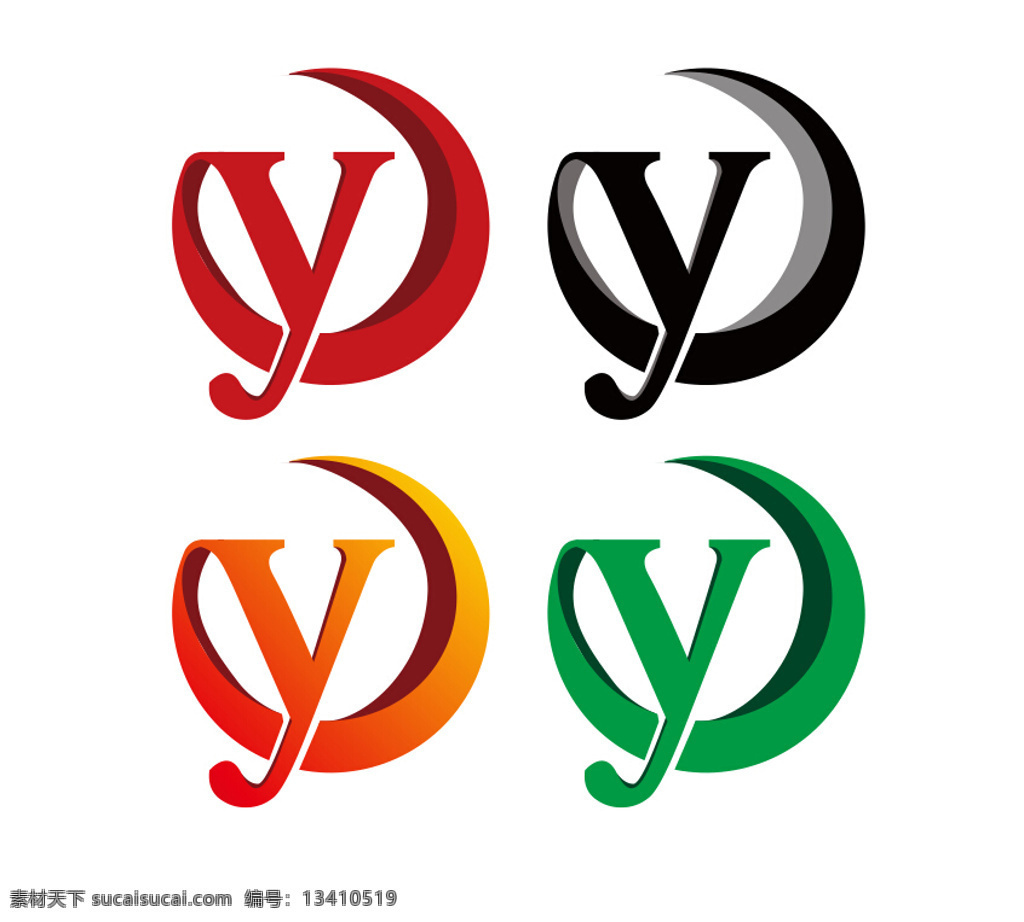 logo 标志 创意标志 字体变形 红色 黑色 渐变 绿色 标志设计 ui设计 一起 yo y o