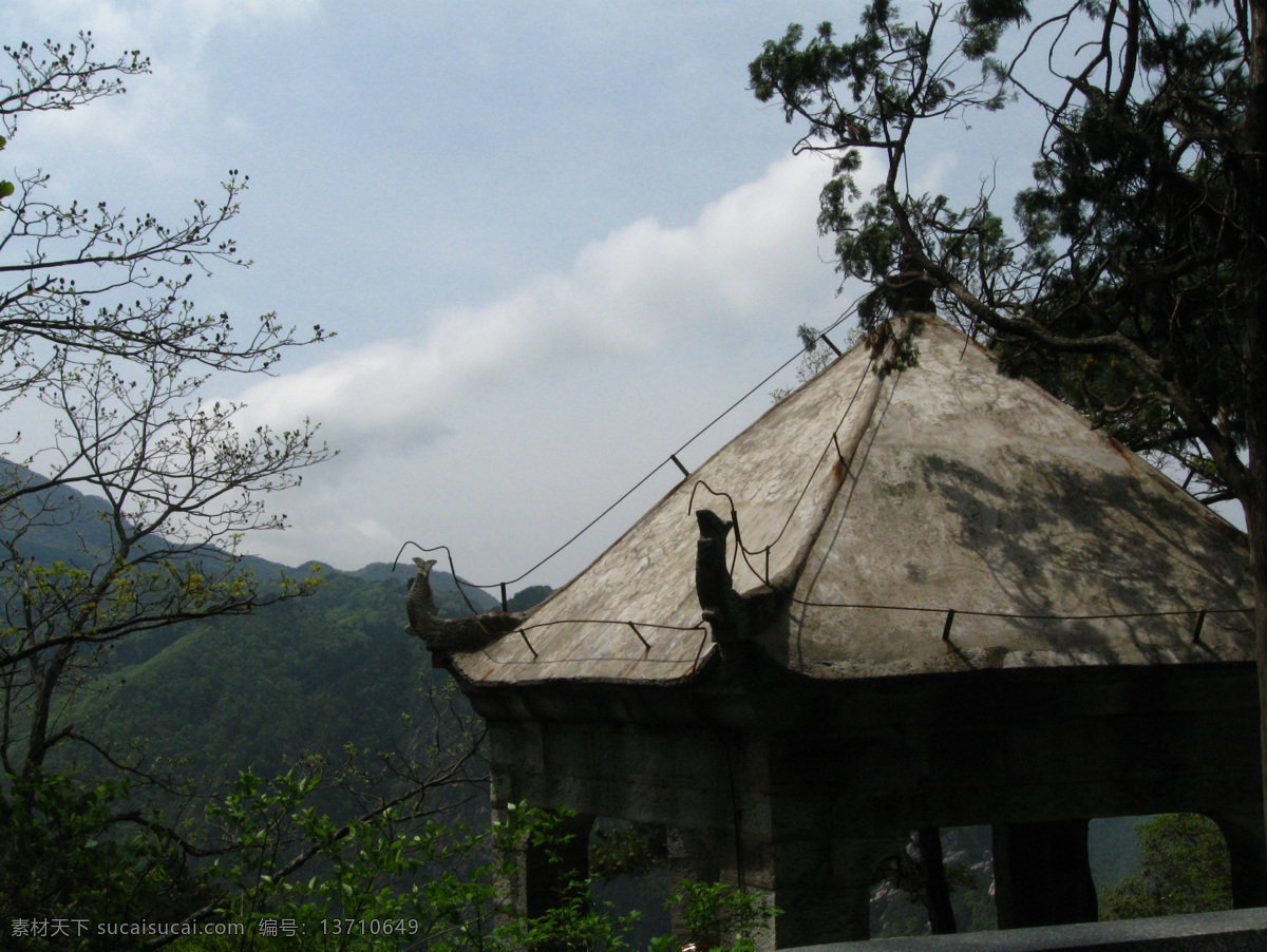 庐山 风景 庐山风景 山 树 天空 天空图片 亭子 云 亭子一角 生活 旅游餐饮