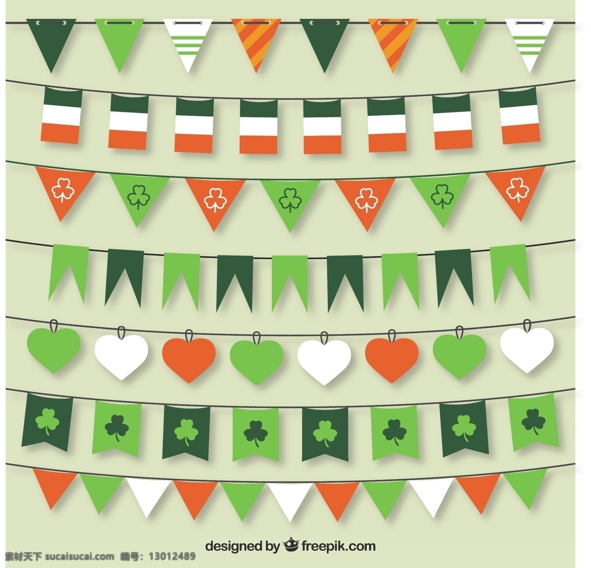圣帕特里克 船 旗 集合 党的旗帜 庆祝节日 装饰 国旗 彩旗 日 庆祝 爱尔兰人 一天 爱尔兰 收藏 帕特里克 传统 花环 st 绿色
