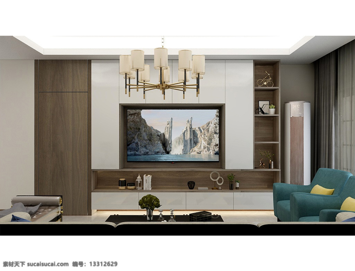 电视 背景 效果图 电视柜 柜子 样板 环境设计 室内设计