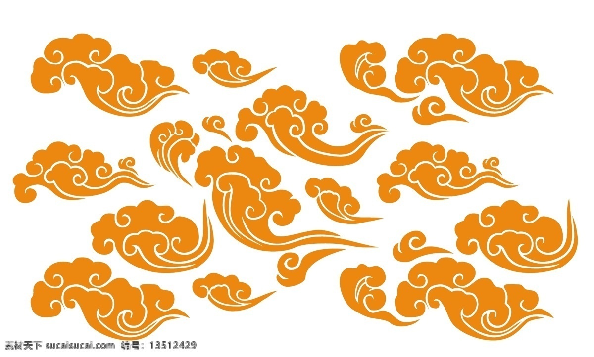 复古祥云 云朵 复古元素 流线云 手绘云 底纹边框 其他素材