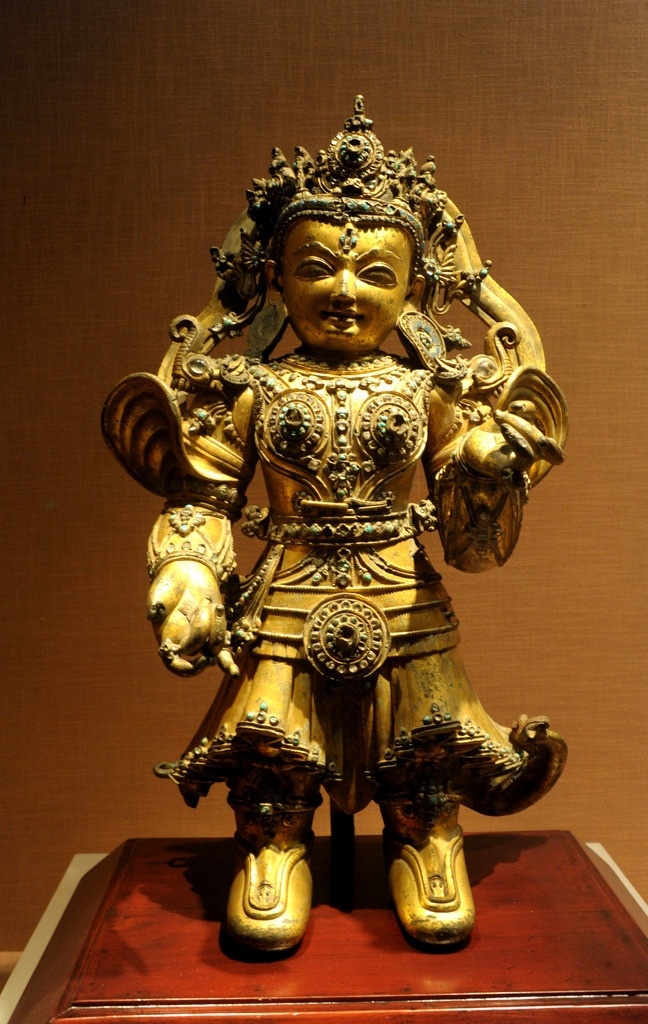 铜 镀金 持 国 天王 明 西藏 铜像 佛像 铜镀金 天王像 佛教 宗教造像 文化艺术 馆藏 文物 首都博物馆 造像艺术 塑像 宗教信仰