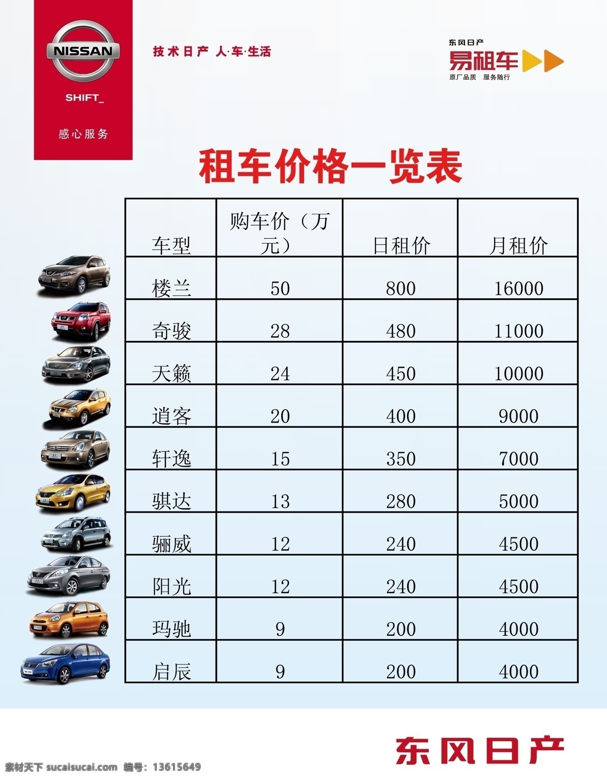 东风 日产 汽车 海报 东风日产 易租车 租车 价格 天籁 广告设计模板 源文件