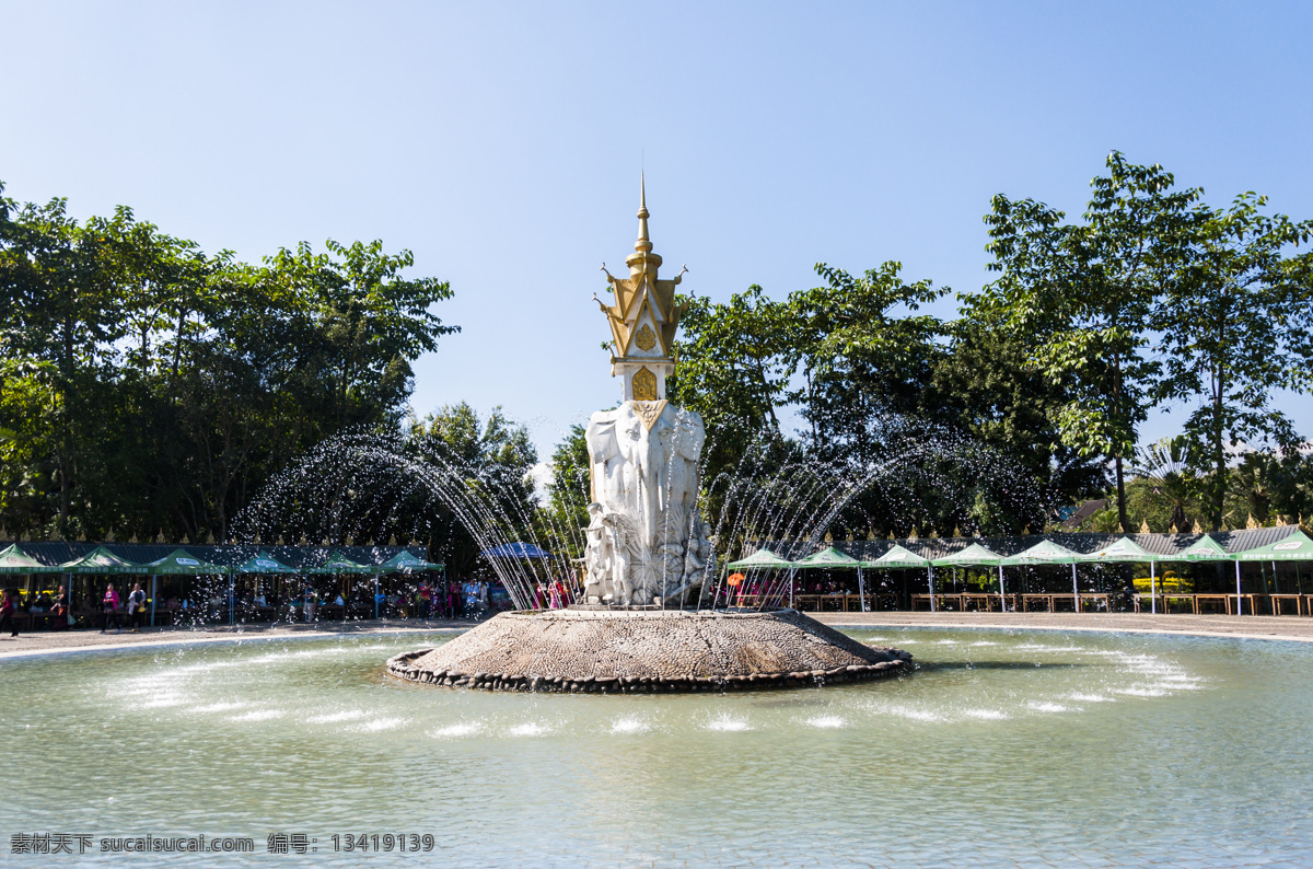 喷泉 西双版纳喷泉 泰国佛像 西双版纳雕塑 云南风情 旅游 西双版纳 云南人文 建筑园林 雕塑