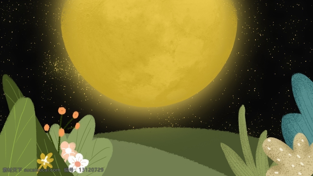 卡通 树林 夜晚 banner 背景 叶子 卡通背景 背景图 卡通素材 彩绘 植物 插画背景 创意 清新背景 背景设计 创意背景