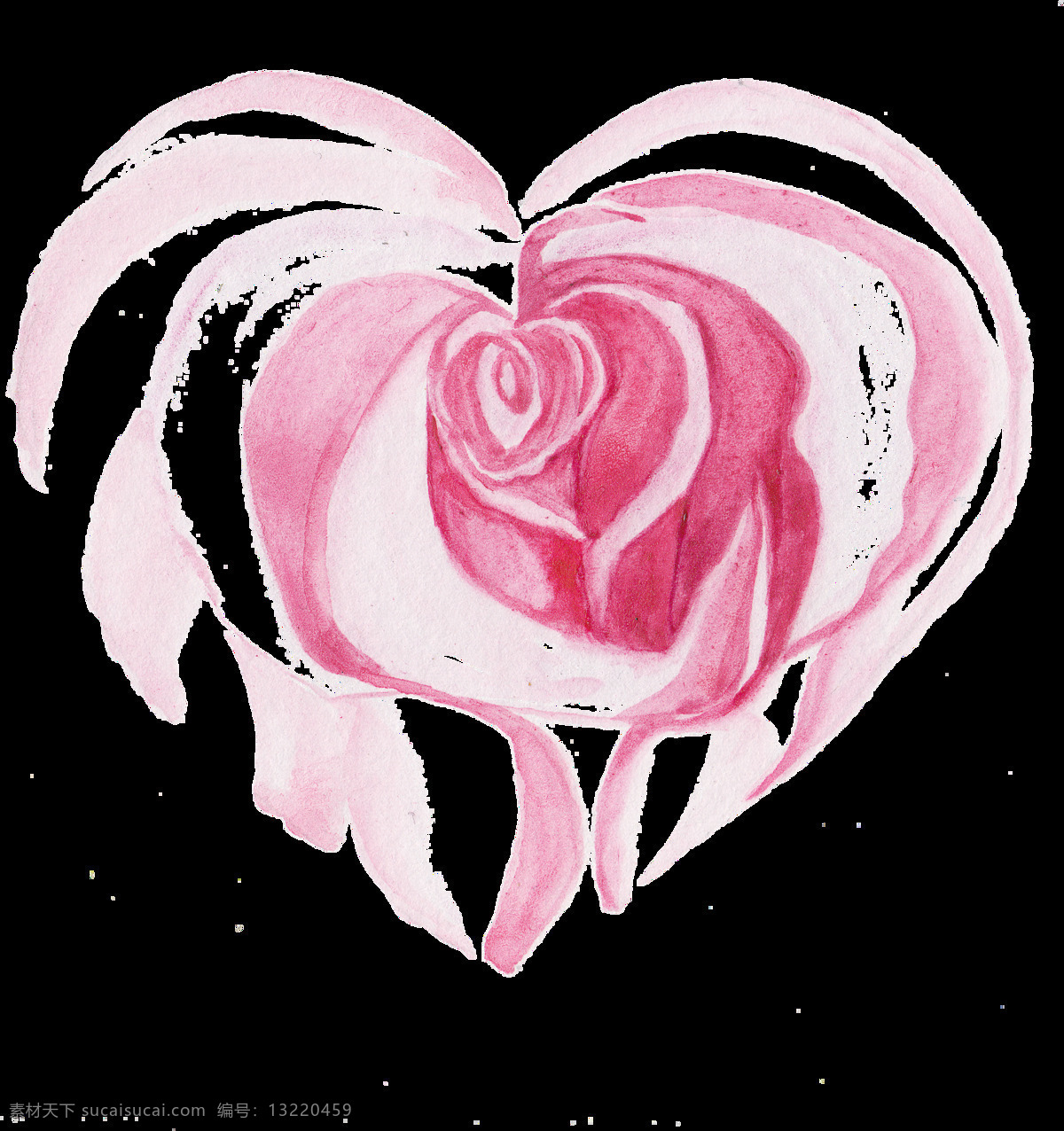 粉色 玫瑰 透明 爱心 png素材 创意 免扣素材 情人节 手绘