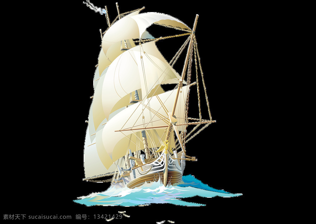 卡通 航行 帆船 元素 png元素 大海 旅游 冒险 免抠元素 探险 透明素材 外贸