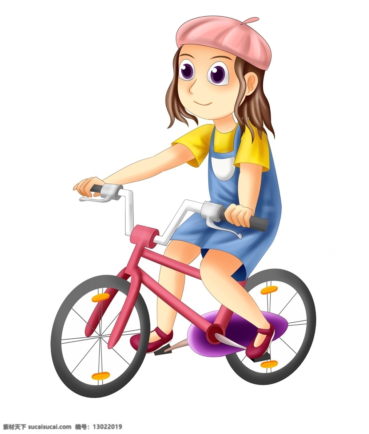 骑 红色 自行车 女孩 出行 单车