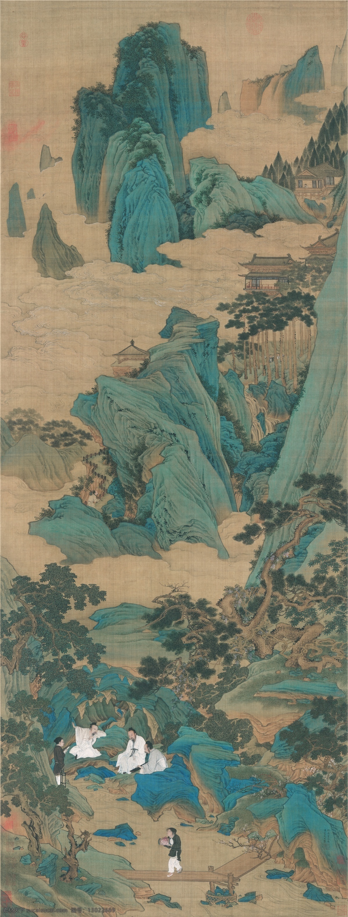 仇英 桃源仙境图 复制画 中国画 山水画 古画 文化艺术 绘画书法