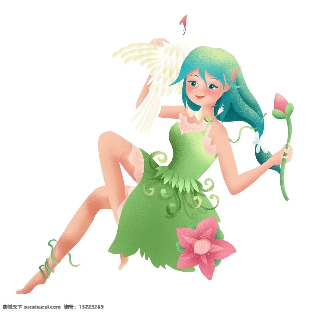 唯美 手绘 女孩 鸽子 元素 插画元素 简约 卡通 免扣素材 人物元素