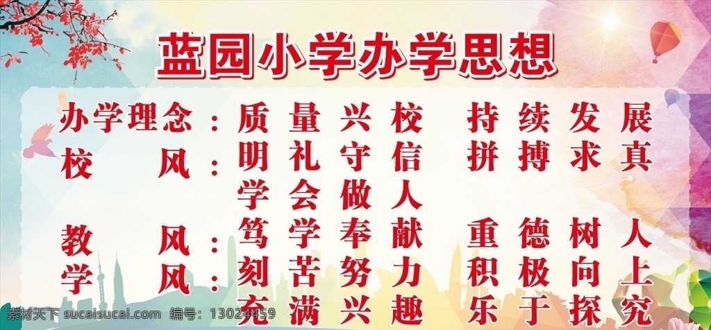 办学思想 办学理念 办学宗旨 德育理念 校训 学校展板 展板模板