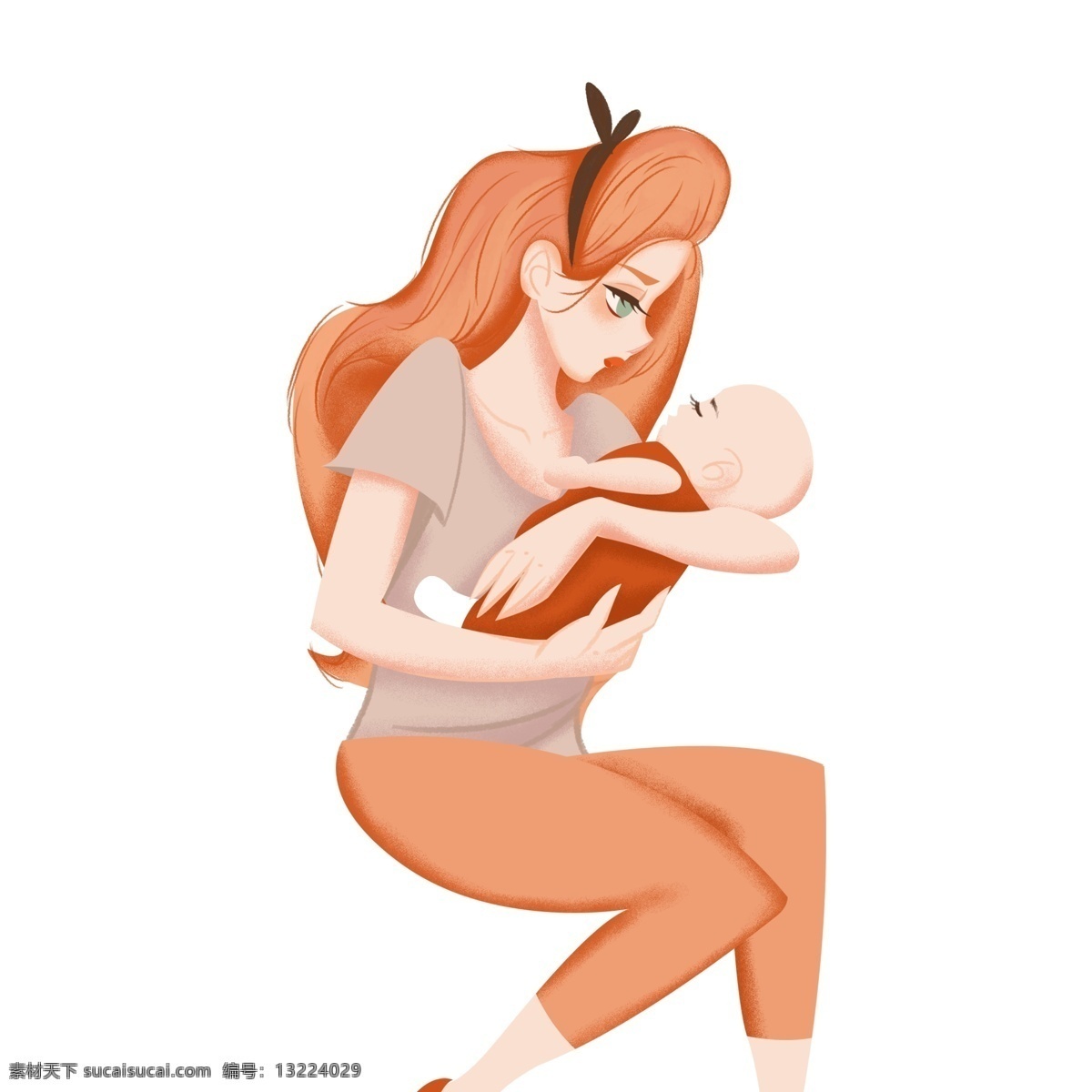 卡通 妈妈 抱 孩子 免 抠 图 小孩子 母亲 伟大的母爱 动漫人物 卡通动漫 时尚女孩 长头发 免抠图