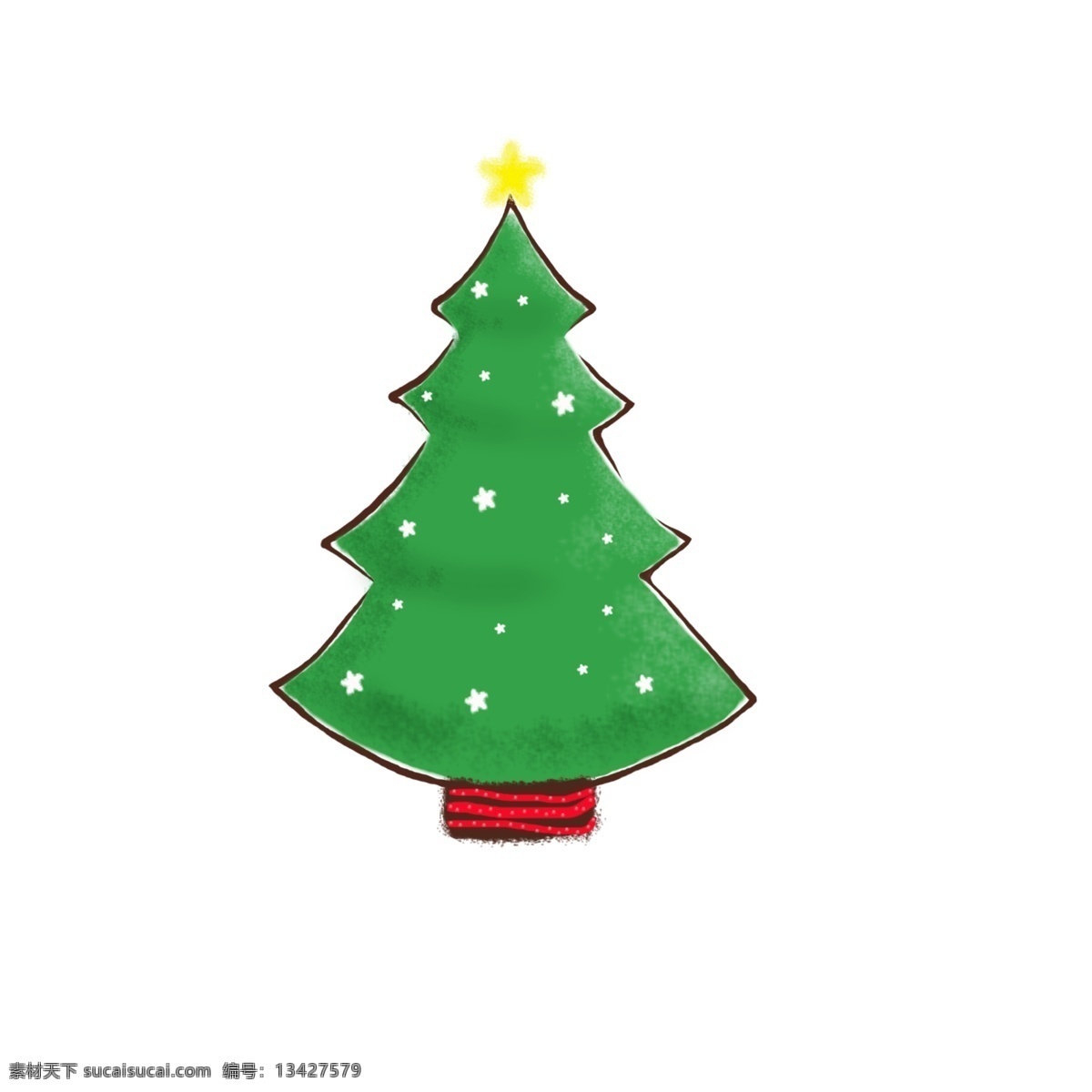 手绘 风 圣诞树 圣诞节 手绘风圣诞树 星星 圣诞快乐 2018圣诞 绿色 植物 树 星光 黄色 红色