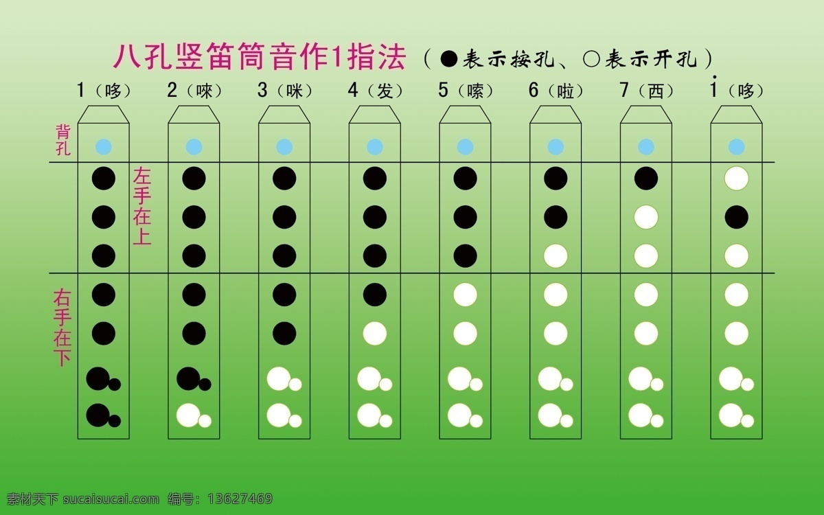 八 孔 竖笛 筒 音 作 指法 展板 八孔 筒音