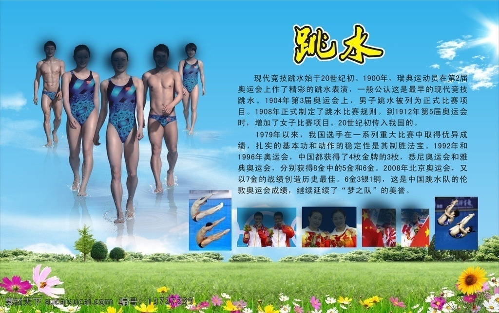 跳水 中国跳水队 吴敏霞 郭晶晶 伏明霞 何冲 林跃 蓝天 草地 体育专题 体育运动 文化艺术 矢量
