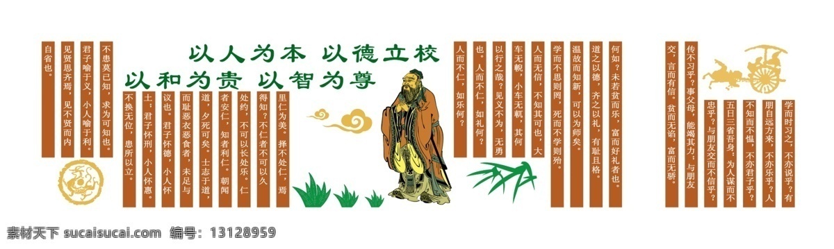 校园形象墙 孔子 古文化 校园文化墙 校园文化主题 展板模板 广告设计模板 源文件