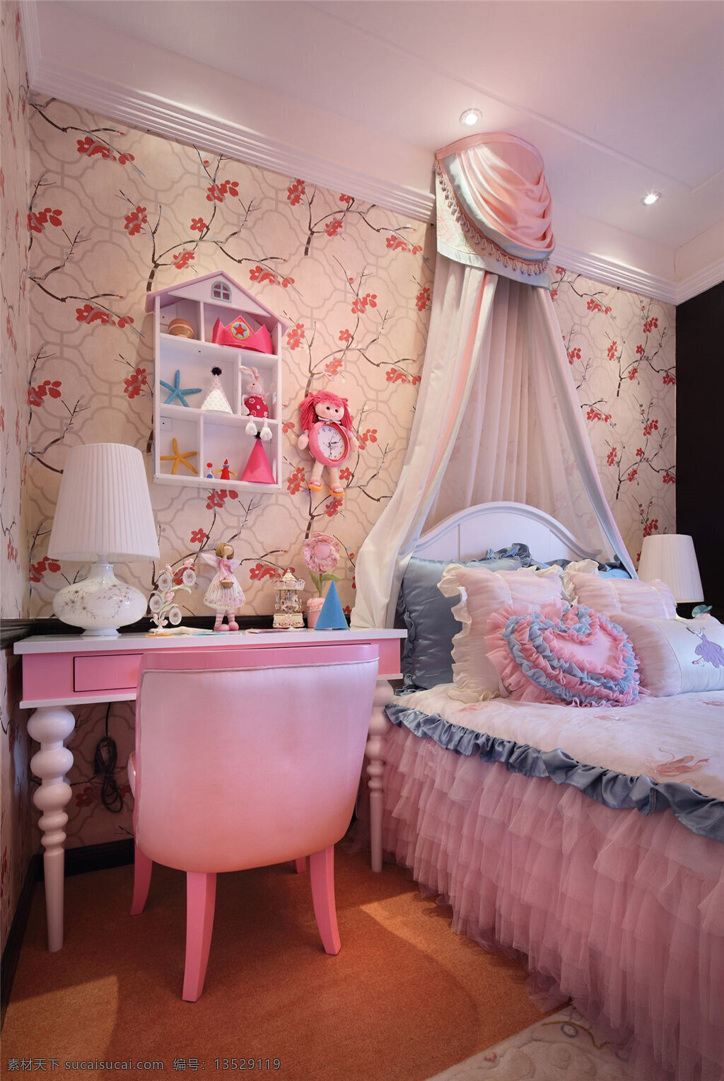 温馨 儿童 房 装修 效果图 房间 粉红 粉色 卡通 卧室 小孩