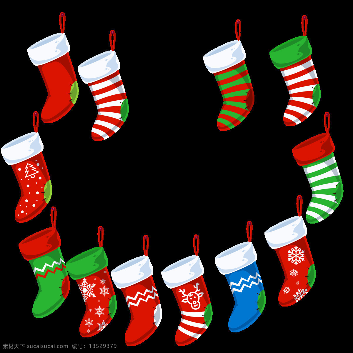 圣诞节 可爱 卡通 袜子 装饰 图 元素 png元素 免抠元素 清新 圣诞袜 透明元素